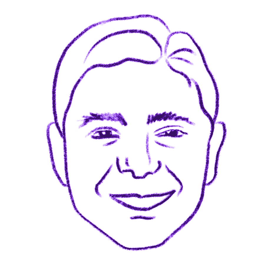 Hand-drawn portrait of Jason Kaufman, cofounder and managing partner of GoodYou Marketing