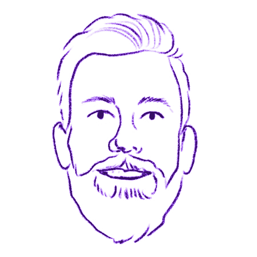 Hand-drawn portrait of Jeff Ventre, cofounder and managing partner of GoodYou Marketing
